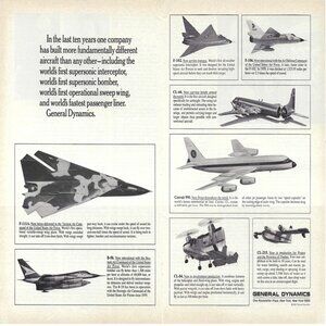 1967 General Dynamics Worlds First Aircraft’s Vintage Magazine Print Ad/Poster